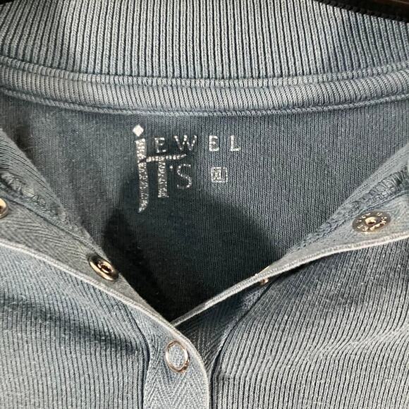 Jewel T's blue button-up polo‎ shirt - Picture 2 of 3